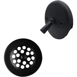 D92-62 3-1/8" Trip Lever Bathtub and Shower Drain Kit with 2-Hole Overflow Faceplate, 1-Pack, Matte Black