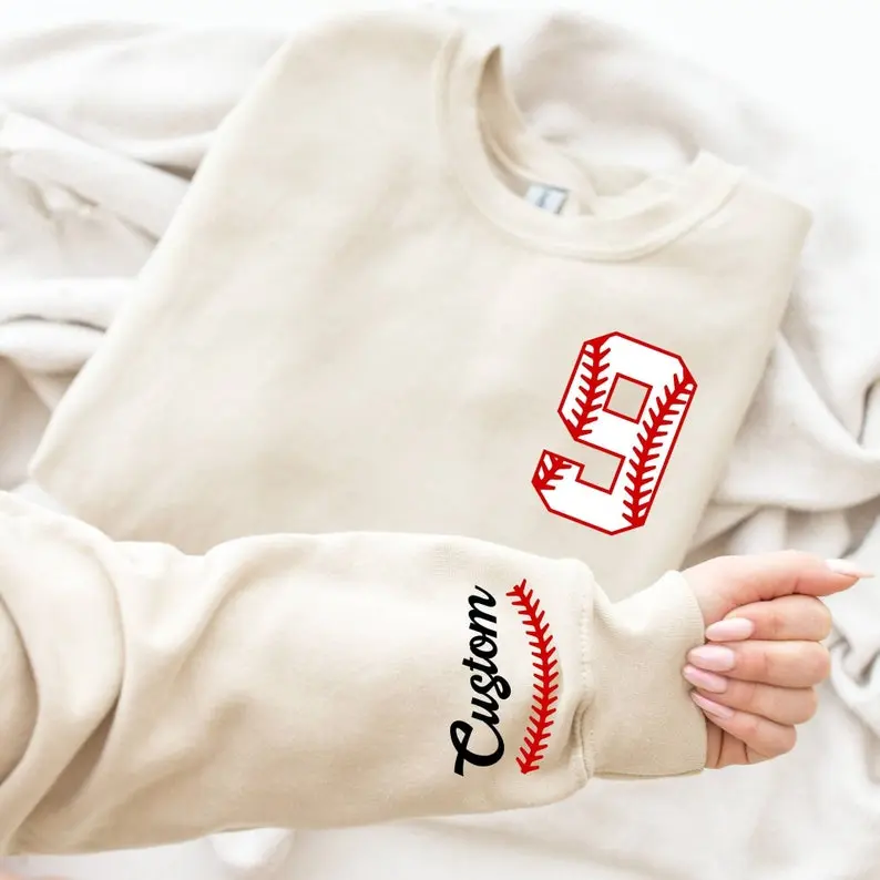 Custom Baseball Sweatshirt, Baseball Mom Crewneck, Baseball Sweatshirt, Custom Name and Number Baseball Sweater, Personalized Baseball Mom