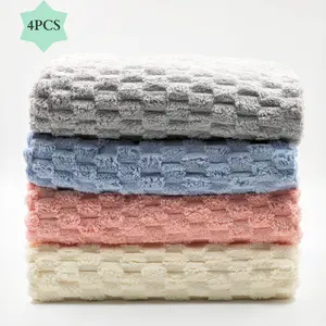 4pcs Set Cloud Plush Bath Towel, Cozy Quik-drying Absorbent Microfiber Towels, Soft spa and Fitness Travl, Durable for Everyday Use