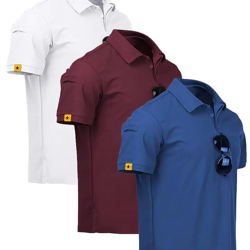 ZITY Men's 3-Pack Short Sleeve Collared Button Polo Shirts - Performance Polyester-Spandex, Moisture-Wicking, 4-Way Stretch, Street Fit, Soccer & Fitness Apparel, Everyday Wear Mens Athleisure Casual Tops