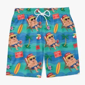 Flip Flops, Palm Trees, Liberty Breeze US Patriotic Pride Tropical Hawaiian Aloha Men Beach Shorts, Gift For Men, Dad, Grandpa, Summer Gift