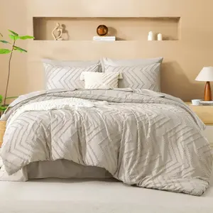 Comforter Full Size with Beige - 7 a Bag Full Chevron Tufted Complete Sets with Comforter,, Pillowcases  Shams