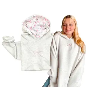 Sweetheart Style Women's Pink Bow Hoodie Fall Winter Fashion Cozy Cotton with Adorable Pink Bow and Graphics for School Casual Wear