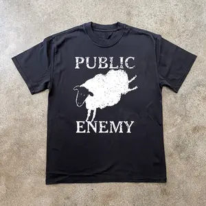 [Sale Up To 40%] MINOR THREAT PUBLIC ENEMY BLACK T-SHIRT, COTTON MADE IN USA