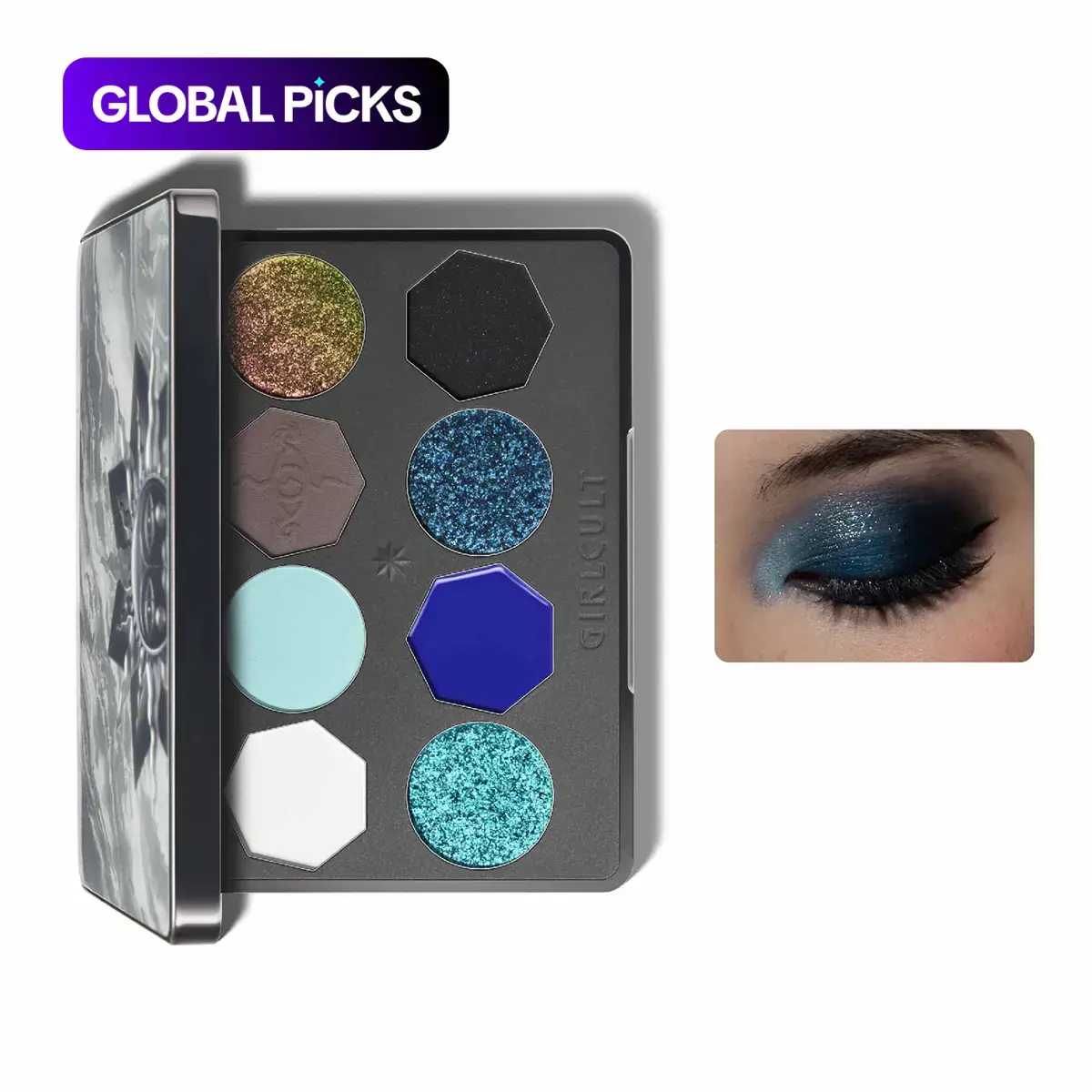 Girlcult Glam 8-Color Eyeshadow Palette, Highly Pigmented Matte and Glitter Eye Shadow, Unique Gift, Cosmetic #GLOBAL PICKS