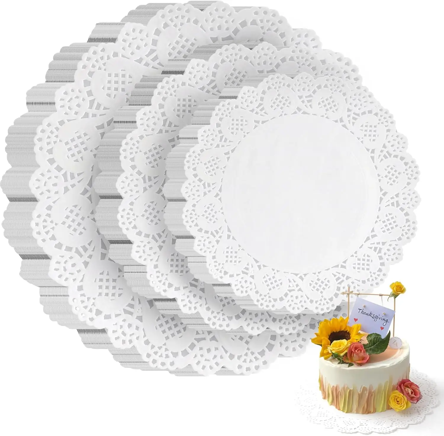 108 PCS Paper Doilies, 6.5, 8.5 and 10.5 inch Lace Doilies for Tables, Round Paper Placemats for Party Table Cakes Dessert Trays Tableware Crafts Wedding and More