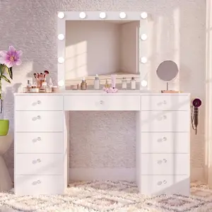 Irwing Makeup Vanity - Indoor Furniture with Maximum Storage, Balanced Design, and Everyday Clarity