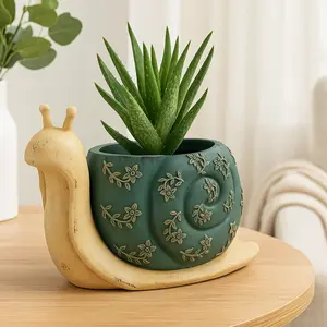 Indoor Resin Snail Planter 8" Flower Pots & Planters Unique Design for Home Decor