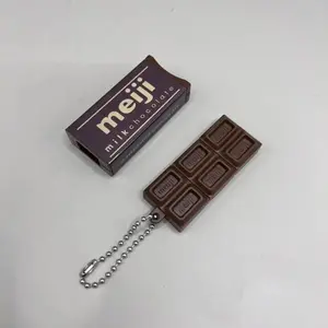 Hot Simulated Meiji Chocolate Fidget Toy Bendy Snap-And-Play Stress Relief JP Style Keychain Pendant Funny Gift Creative Gadgets