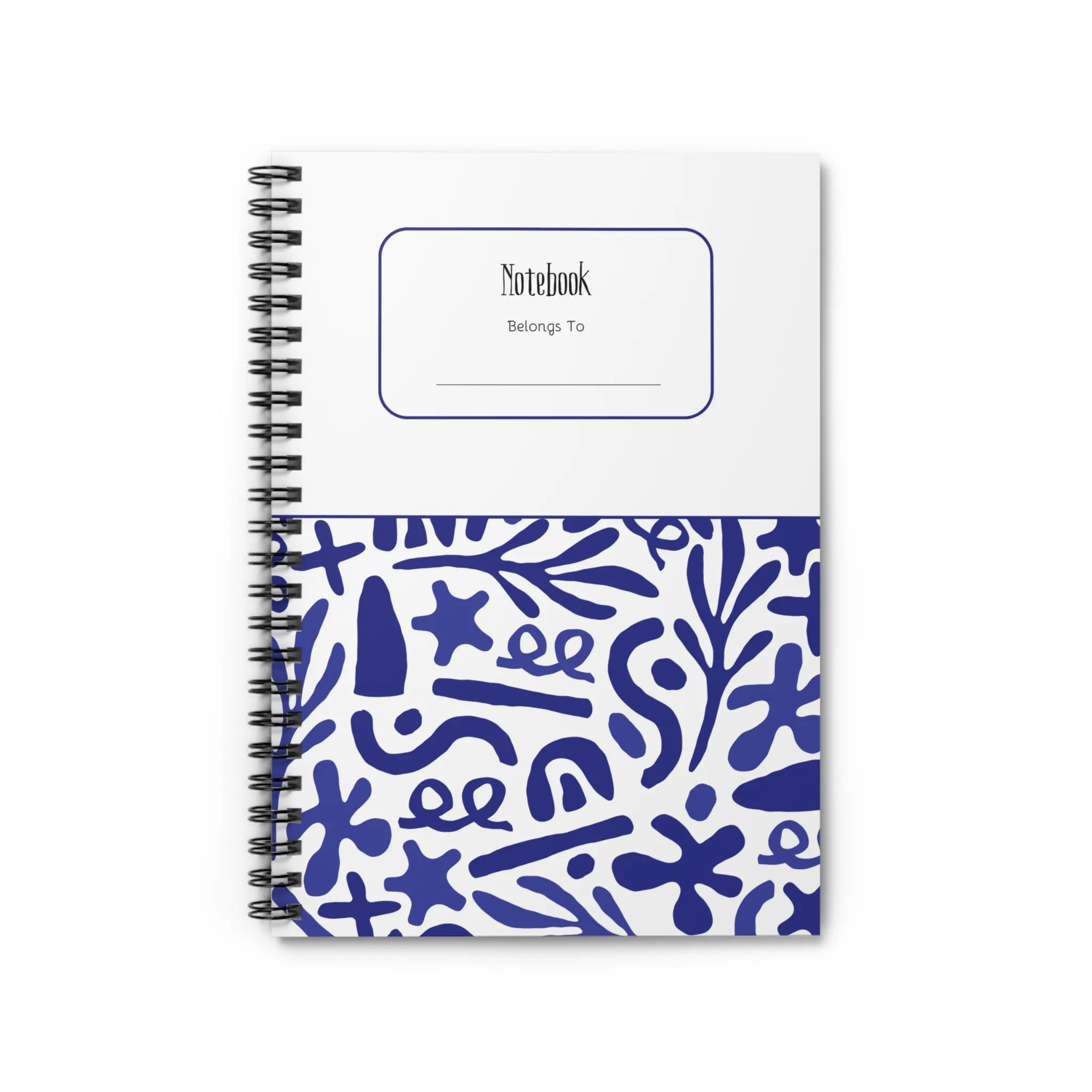 Blue Artistic Spiral Notebook - Ruled Lines | Personalized Study Journal, Sketchbook, Office Supplies, Gift for Students, Creative Writing,