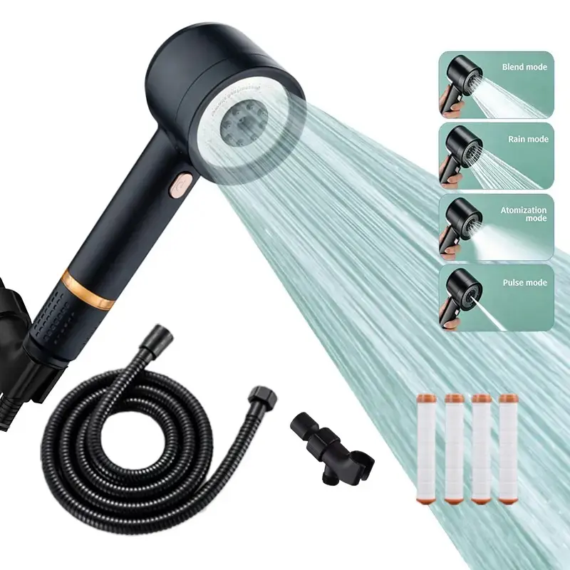 Filtered Shower Head with Handheld,Water Softener Filters,Shower Nozzle with Hose Attachment,5-inch Silicone Nozzle Anti-clog Nozzle,Shower Nozzle Handle massage function Massage Handheld Shower Pressure High skin care multiple spray mode