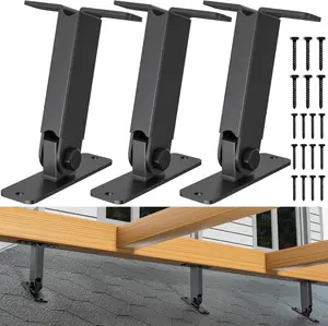Heavy Duty Roof Riser Brackets Kit,  Adjustable Angle Pergola Brackets, Black Metal Roof Riser Beam Bracket for Roof Pergola Gazebo Patio Cover (3 Pack)