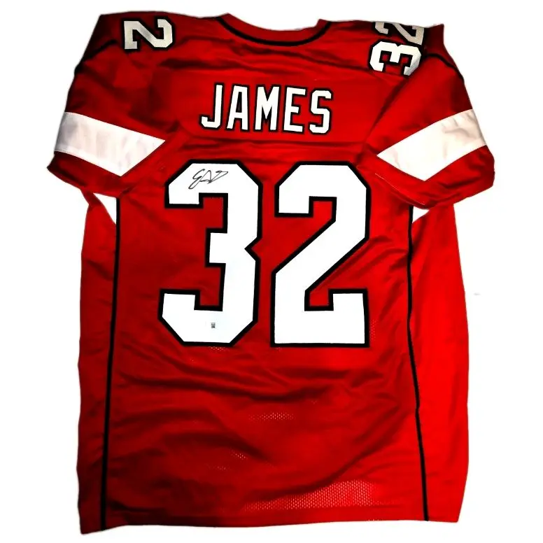 Edgerrin James Arizona Cardinals Fully Custom Embroided Autographed Red Jersey Beckett Authenticated