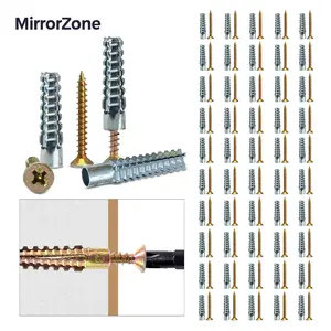 50 Counts Metal Expansion Screws,Heavy Duty Hollow Wall Anchors with Screws,Loose Hinge Hole Repair Kits,Ideal for Concrete Wall,Hollow-Wall,Wooden Wall and Hinge Hole Repair,MirrorZone