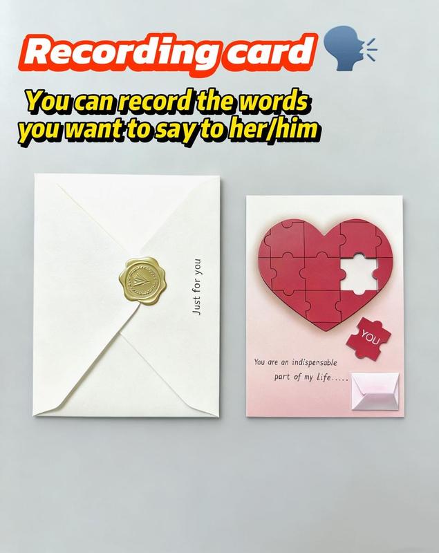Paper Love Valentine's Day Card, 3D Pop-Up Card Glowing Heart-shaped Recording Card with one-touch recording exquisite packaging Idea for Valentine, Wedding, Anniversary, Wife Husband, Mom, Women, Him Her, Girlfriend Boyfriend