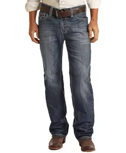 Rock & Roll Relaxed Fit Straight Two Tone Stitch Bootcut Jean