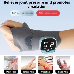Upgraded Wireless Hand Massager - 5 Modes 9 Levels 3 Temperature Levels HD Digital Display, with Heating for Hands & Wrist, Adjustable & Portable Sports Wrist Support with Heat Therapy Patch Massager, Suitable for Carpal Tunnel