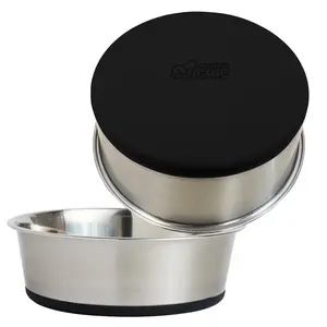 Gorilla Grip Set of 2 Dog Bowls, Heavy Duty Metal Food and Water Bowl for Feeding Dogs and Cats, Dishwasher Safe, Rust Resistant Stainless Steel, BPA Free Rubber Base