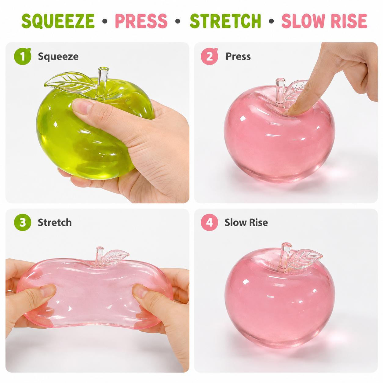 Viral Cuteness 6 × 6 Cm Slow-Rising Soft Squeeze Stress Relief Fidget Toy, Crystal-Clear Glossy Finish Mochi Sensory Toy for 3-80 Years, Desk & Travel Use, Great Gift for All Ages