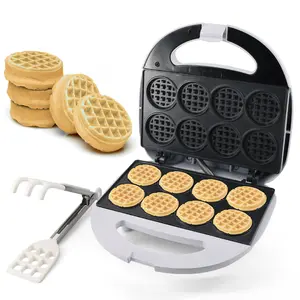 StarBlue Mini Waffle Bites Maker with FREE Waffle Tongs - 8 x 2 Tiny Waffle Bites, Non-Stick, Fast Heating, Perfect for Kids Breakfast, Snacks, Compact & Easy to Clean, White, 120V 60Hz 750W