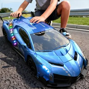 Holyton Big Remote Control Transforming Car for Kids, 1:10 Robot RC Car with Gesture Control, Lights, Music, Spray, 2 Batteries, Cool Gift for Boys