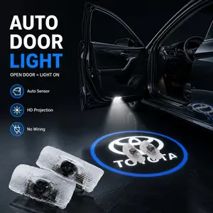2Pcs Auto Induction HD LED Door Welcome Ghost Shadow Projector Lights, Long-Lifespan Car Decorative Interior Lighting Compatible with Toyota Prado, Sequoia, Reiz, Camry, Highlander, E'Z, Corolla, Prius, Previa, TUNDRA, Alphard, GT86, VENZA, Sienna