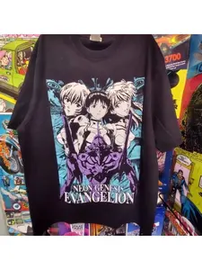 EVA Lingpoli Asuka Street Animation Retro Short Sleeve T-Shirt Graphic Short Sleeve Shirt Unisex Men Women Summer