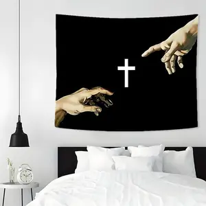 Cross Jesus Pattern Tapestry, 1 Count Aesthetic Wall Hanging Decor, Wall Art for Home Living Room Bedroom Office Dormitory Decor, Boyfriend Gift Decoration