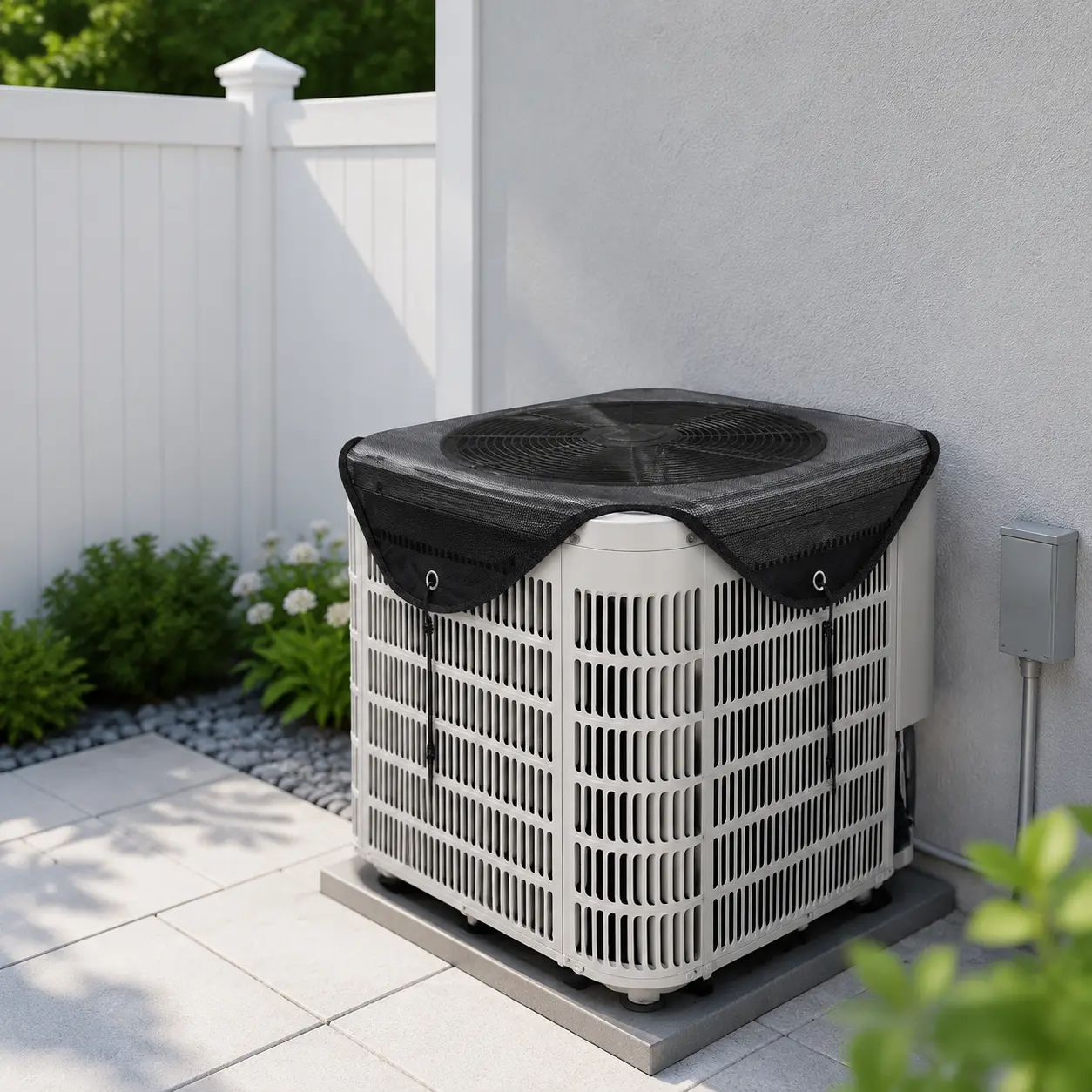 28×28 inch air conditioner condenser top cover, all-weather breathable fabric dust-proof and wind-proof cover, reinforced edges, suitable for outdoor air conditioners outside unit dustproof design ac all-season use external machine