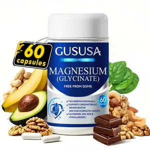 GUSUSA Magnesium Glycinate Hot-selling Improves heart metabolism & neurocognition boosts vitamin absorption and overall metabolism supports musculoskeletal health and sleep relaxation Ideal for office workers athletes and night owls 60 capsules.