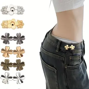 6pcs of Lucky Clover Alloy Belt Buckles, Removable And Without Nails for Sewing, Suitable for Modifying The Waist of Jeans, a Stylish And Practical Clothing Accessory