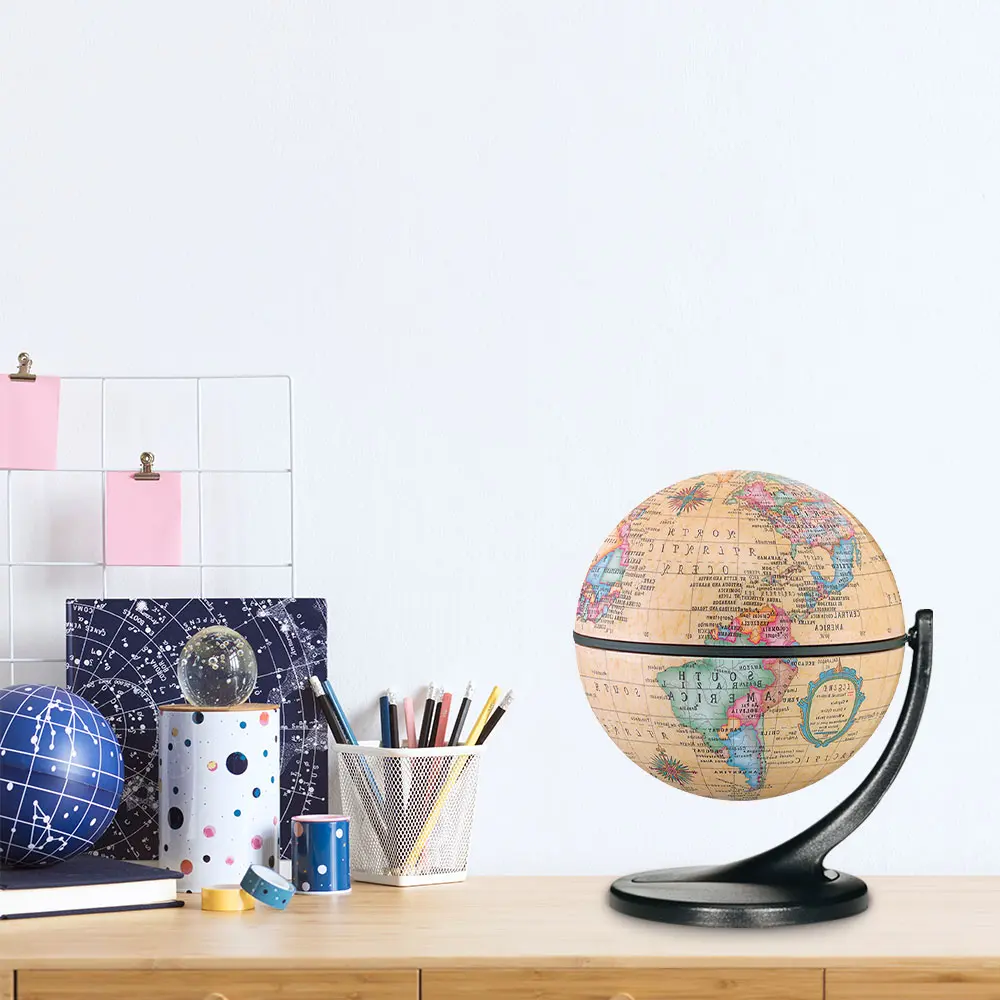 Replogle 4.3in Made in USA Antique Cordless Desk Globe - 720° Dual-Axis Rotating Political Map with Borders & Capitals, Educational Office Gift (School & Office Stationery Supplies)