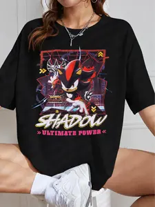Retro Shadow Graphic T-Shirt, Cotton Unisex Gaming Inspired Tee, Adventure Character Print Shirt