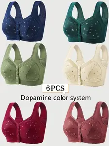 Women's Floral Print Push Up Bra, Soft Comfortable Breathable Bra, Women's Lingerie for All Seasons