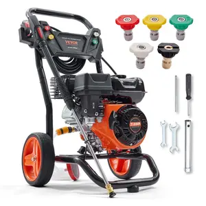 fathersdaygift VEVOR Gas Pressure Washer, 3400 PSI 2.6 GPM, Gas Powered Pressure Washer with Aluminum Pump, Spray Gun and Extension Wand, 5 Quick Connect Nozzles, for Cleaning Cars, Homes, Driveways, Patios
