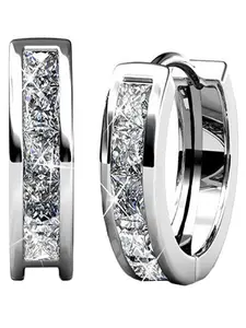 S925 Sterling Silver Cubic Zirconia Huggie Hoop Earrings, Fashionable Huggie Earrings, Sparkling Cubic Zirconia Small Hoop Earrings for Women — Elegant Jewelry for Daily Wear and Gifting