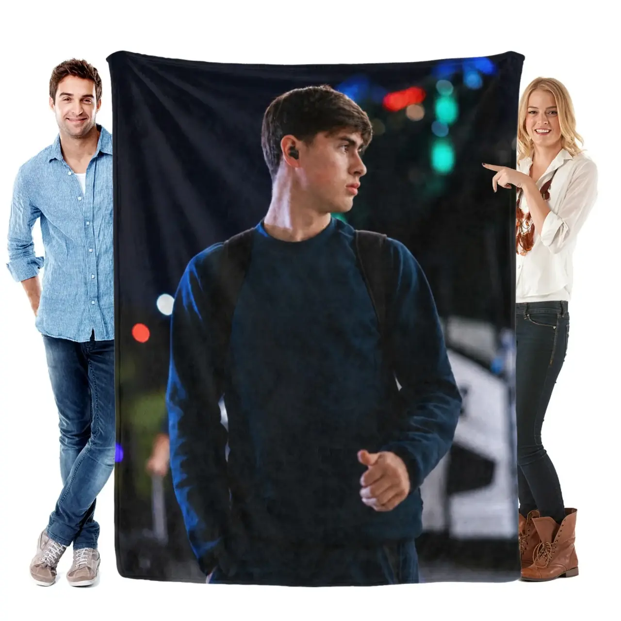 Armando Gonzalez Portrait Throw Blanket, Soccer Player Night Photo Flannel Blanket, Soft Cozy Plush Bed Blanket with Urban Sports Aesthetic Design for Couch Sofa Bedroom Decor, Lightweight Warm Blanket Gift for Kids Teens Adults and Football Fans