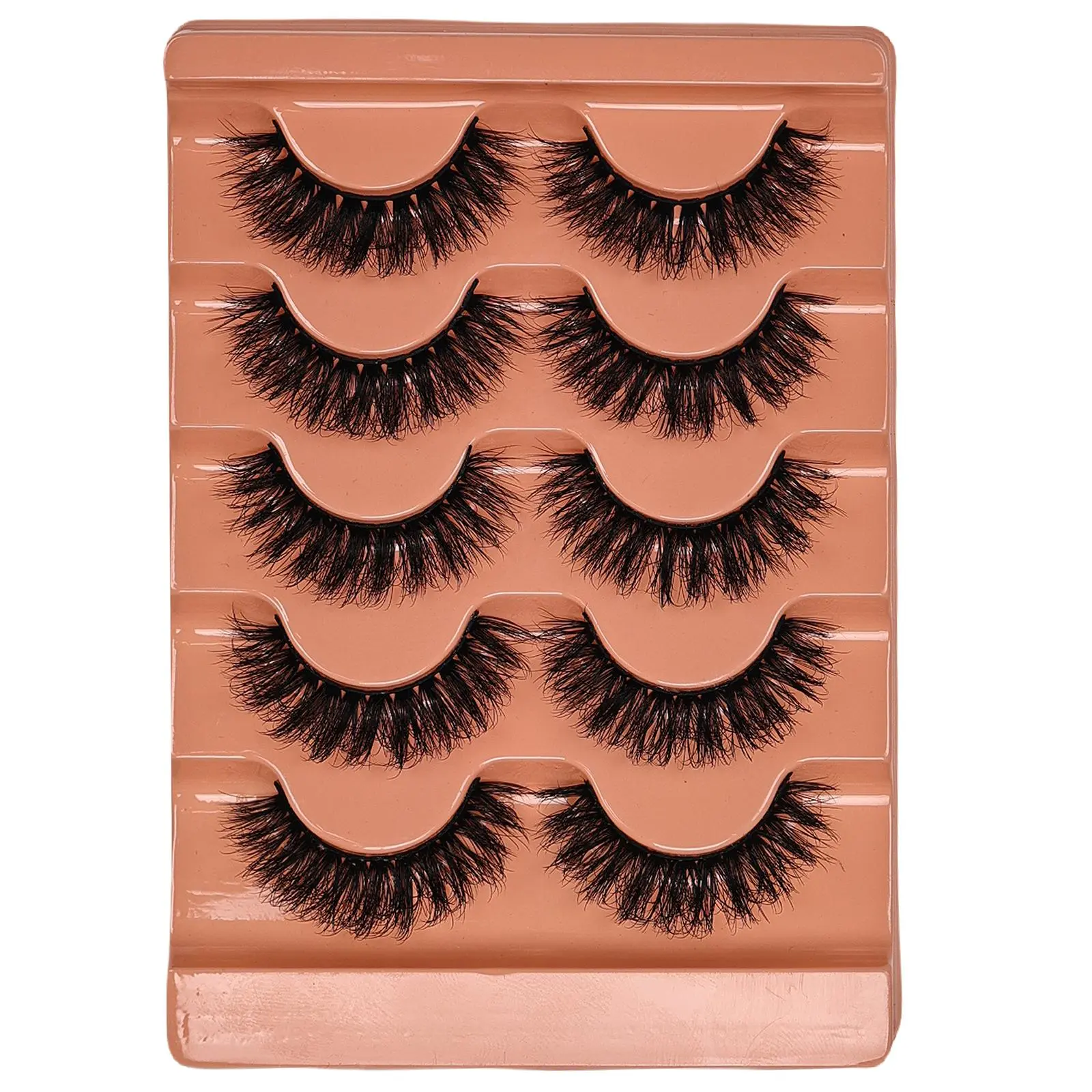 3D Natural Voluminous False Eyelashes, 5 Pairs Wispy Volume Set Natural Eyelash Extension, Fluffy Curling Soft Cross Manga Lashes, Cosmetic False Lashes, Eye Makeup Product for Women & Girls