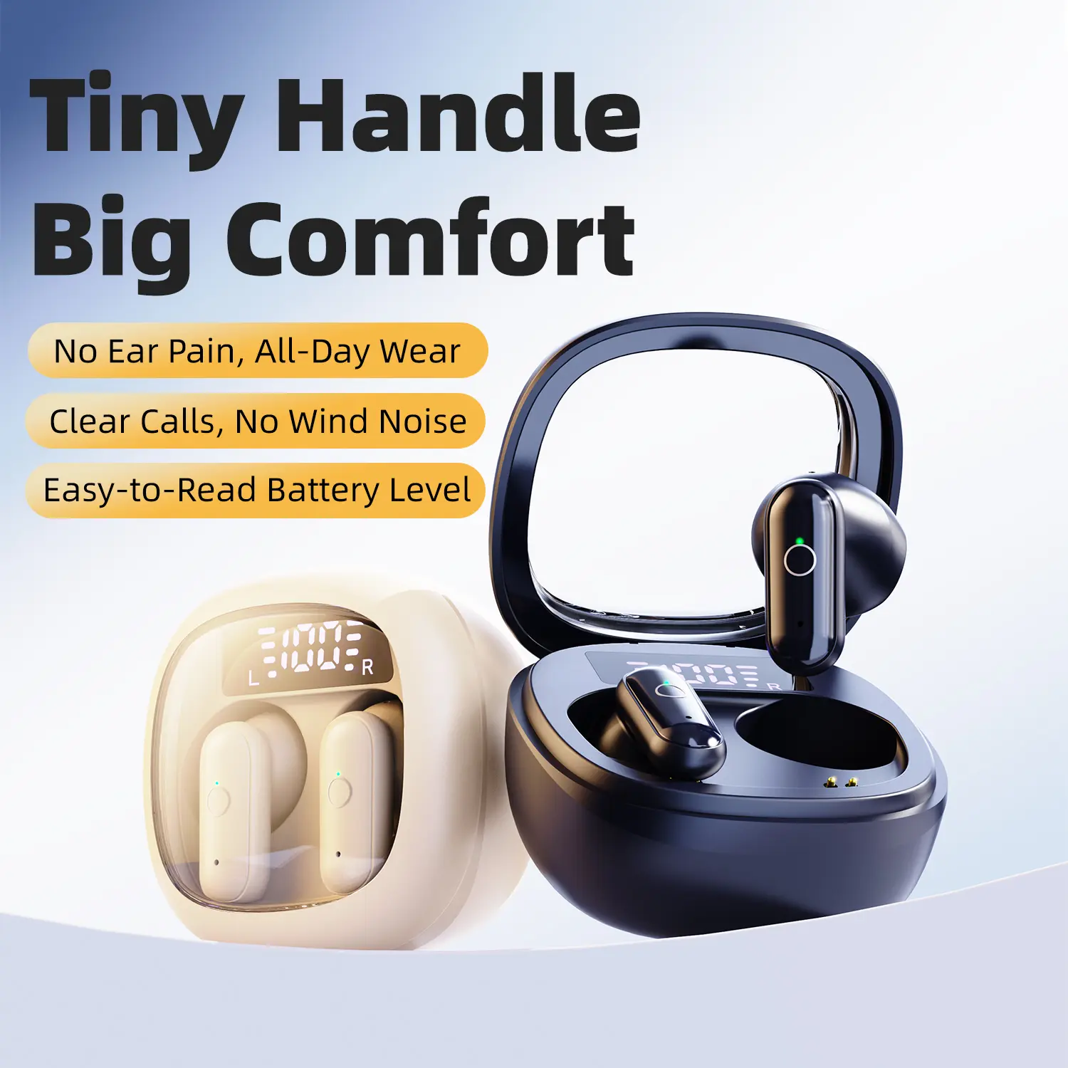 Tiny Hidden True Wireless Earphones - Everyday Earbuds, Wireless Travel Earbuds, Dual-Ear Headphones with Passive Noise Blocking, Stable Connection, HiFi Stereo Sound, Water Resistant for Sleep, Commute Smart Noise Cancelling Audio Bluetooth Headsets, Dua