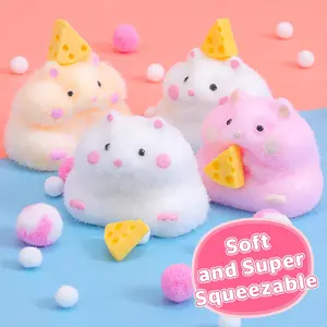 1 pc Squishy Hamster Squeeze Toys,3inch Big Cute Soft Hamster Squishy Toys,Stress Relief Squishies for Party Favors, Pinch Family, Fidget Toys Suitable Adults And Tenns