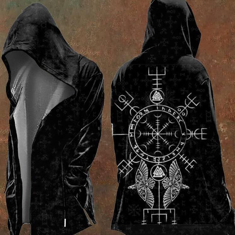 Halloween Viking Runes Hooded Cardigan – Norse Mythology Open Front ...