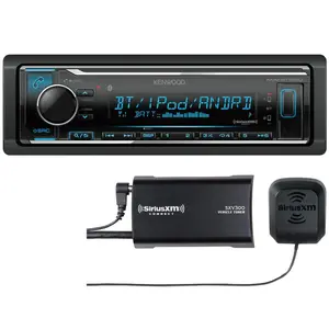 Kenwood KMM-BT332U AM FM USB Bluetooth Car Stereo + SXV300V1 SiriusXM Satellite Tuner