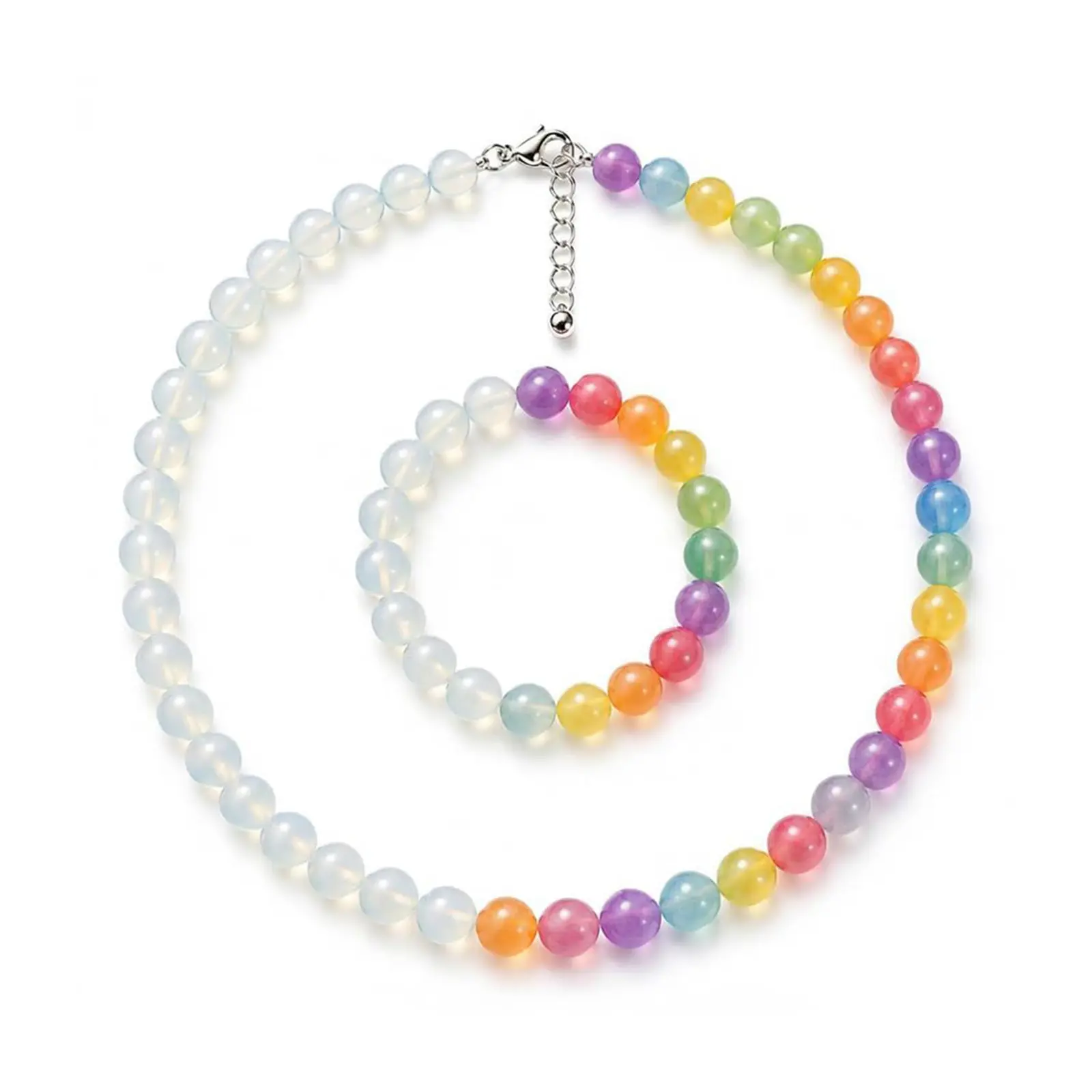 Dopamine colored bead necklace bracelet set, collarbone chain random color UV irradiation can change color, suitable for various occasions Mother's Day and Father's Day gifts