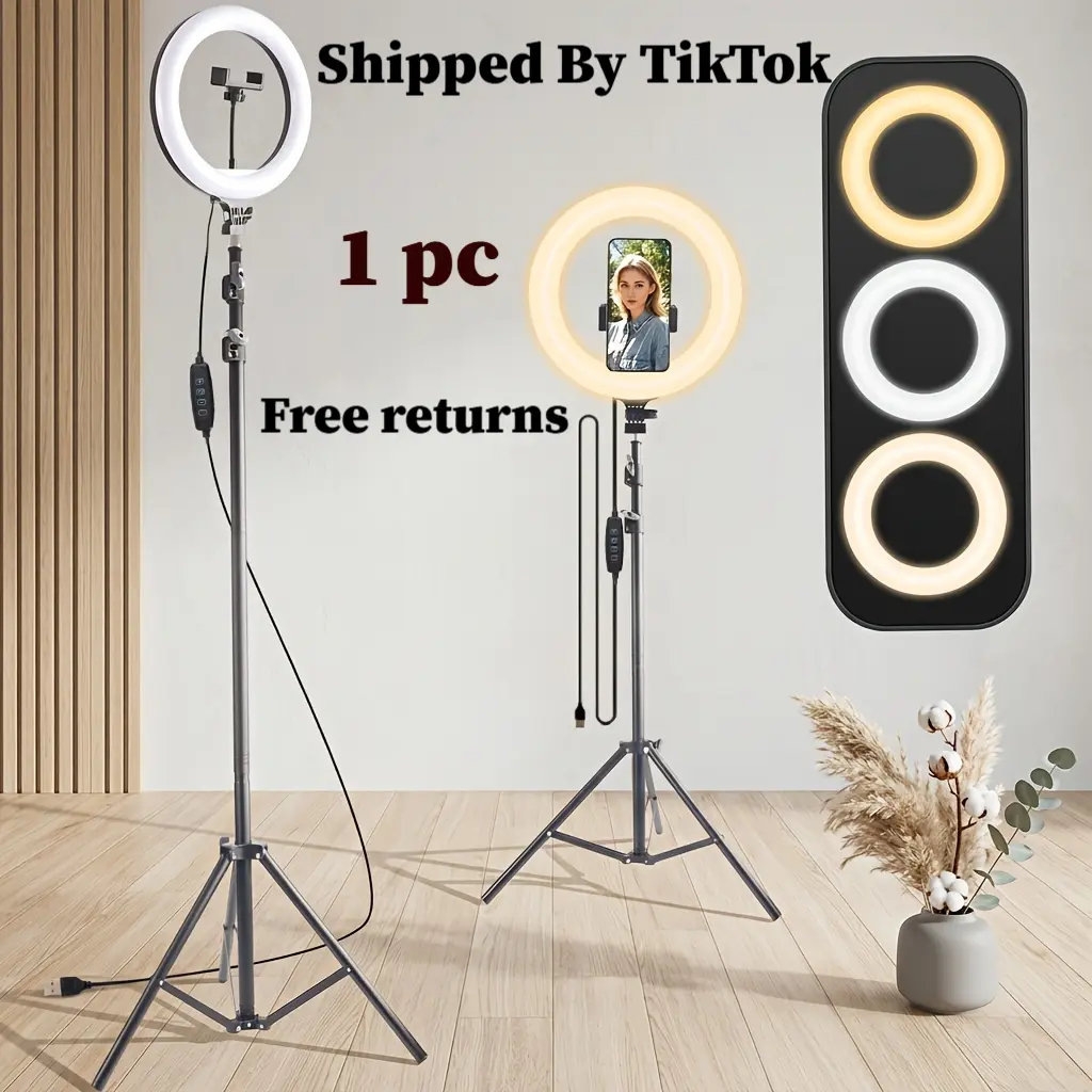 12" Easy-to-Use Ring Light Bundle with 71" Telescopic Stand, Phone Grip & USB Plug-in LED Light – Basic Lighting Kit for Beginner YouTube, TikTok Content Creators