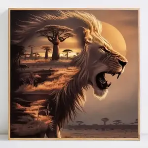 Lion Pattern 5D Diamond Arts Colorful Animals Painting Kit without Frame, DIY Decorative Art Picture for Beginner, Wall Art Decor for Home Living Room Bedroom, Diamond Painting Kits