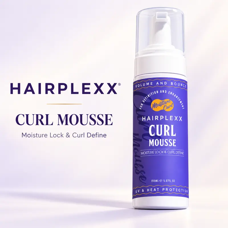 HAIRPLEXX Hydrating Curl Mousse with Castor Oil - Haircare Lightweight Bounce Curls Mousse & Gel for Curly Hair, Bouncy Waves, Moisture Lock, Frizz Control, Shine Boost, UV & Heat Protection - 5.07oz