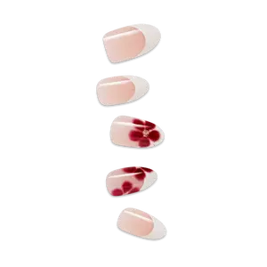 Impress Design No Glue Fake Press On Nails - Hampton | French Design, White & Red, Medium, Almond, Manicure
