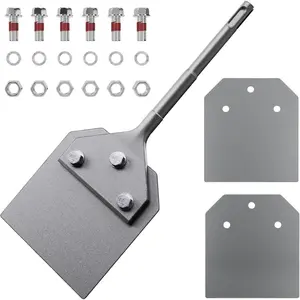 4 Inch SDS Plus Floor Scraper Kit, 4 x 10 Inch Tile Removal Chisel Tool with Spare, Bolts, Nuts, Lock Washers, Removes Thinset Adhesives Wall Scraper, fits SDS-Plus Rotary Hammers