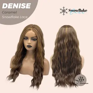 JBEXTENSION 24 Inches Wave Pre-Cut Snowflake Lace Frontlace Glueless Wig DENISE【PERMATEASE】【BENDY EAR TABS】