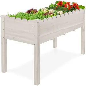 Best Choice Products 48x24x30in Raised Garden Bed, Elevated Wooden Planter for Yard w/ Foot Caps, Liner